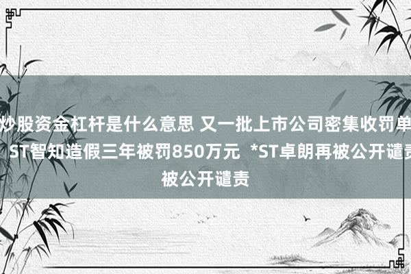 炒股资金杠杆是什么意思 又一批上市公司密集收罚单：ST智知造假三年被罚850万元  *ST卓朗再被公开谴责