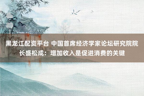 黑龙江配资平台 中国首席经济学家论坛研究院院长盛松成：增加收入是促进消费的关键