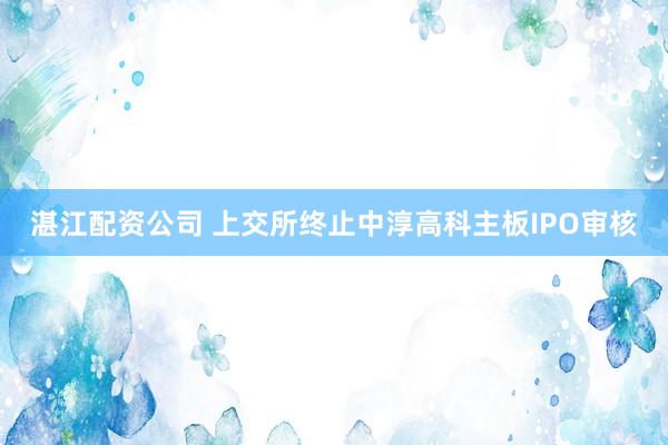 湛江配资公司 上交所终止中淳高科主板IPO审核