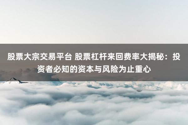 股票大宗交易平台 股票杠杆来回费率大揭秘：投资者必知的资本与风险为止重心