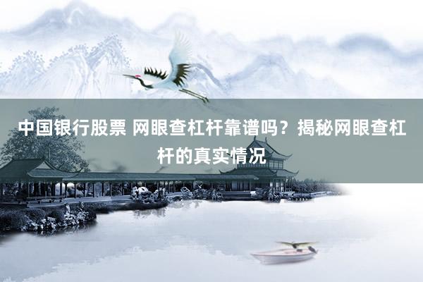中国银行股票 网眼查杠杆靠谱吗？揭秘网眼查杠杆的真实情况
