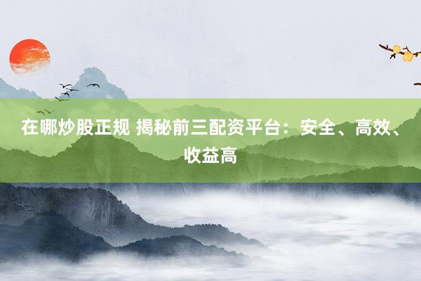 在哪炒股正规 揭秘前三配资平台：安全、高效、收益高