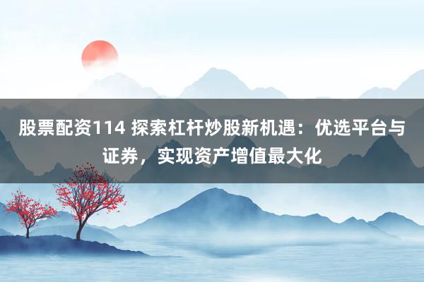 股票配资114 探索杠杆炒股新机遇：优选平台与证券，实现资产增值最大化