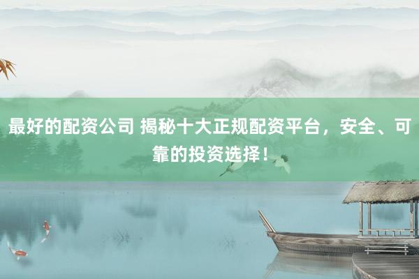 最好的配资公司 揭秘十大正规配资平台，安全、可靠的投资选择！