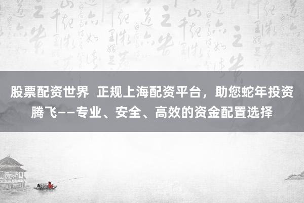 股票配资世界  正规上海配资平台，助您蛇年投资腾飞——专业、安全、高效的资金配置选择